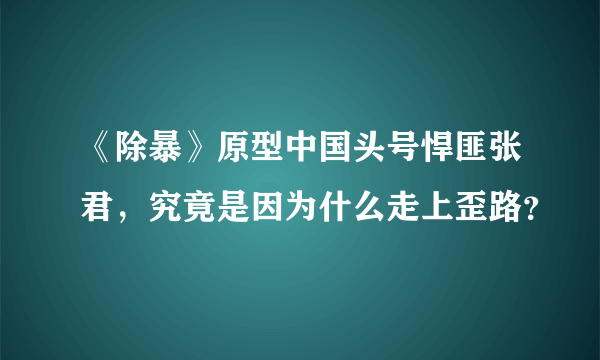 《除暴》原型中国头号悍匪张君，究竟是因为什么走上歪路？