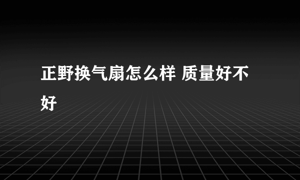 正野换气扇怎么样 质量好不好