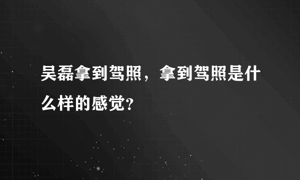 吴磊拿到驾照，拿到驾照是什么样的感觉？