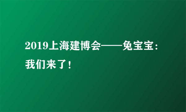 2019上海建博会——兔宝宝：我们来了！