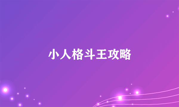 小人格斗王攻略