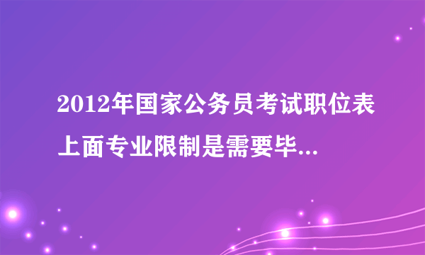 2012年国家公务员考试职位表上面专业限制是需要毕业证上和学位证上专业一致吗？还是指用看毕业证上面？