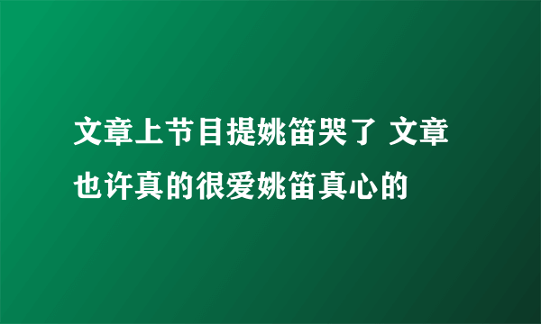 文章上节目提姚笛哭了 文章也许真的很爱姚笛真心的