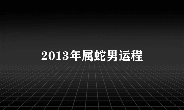 2013年属蛇男运程