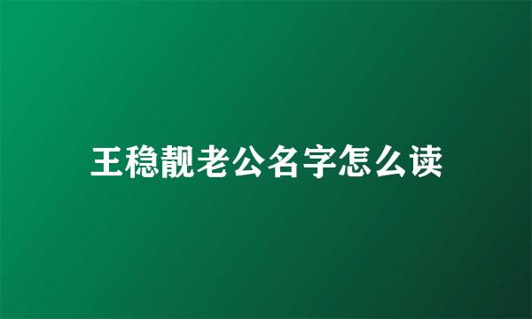 王稳靓老公名字怎么读