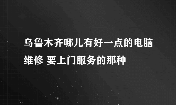 乌鲁木齐哪儿有好一点的电脑维修 要上门服务的那种