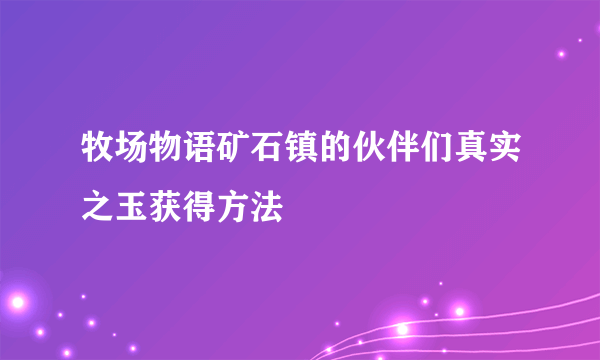 牧场物语矿石镇的伙伴们真实之玉获得方法