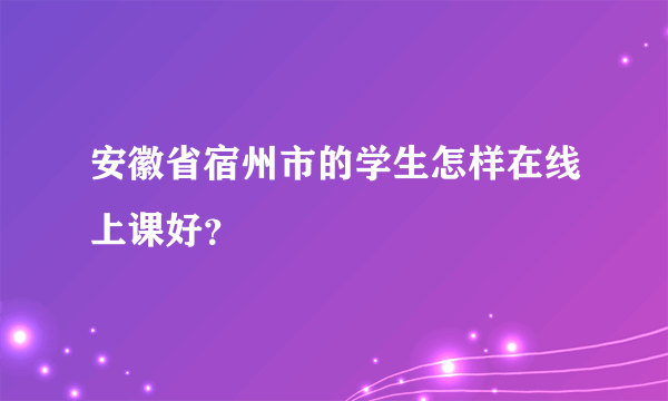 安徽省宿州市的学生怎样在线上课好？