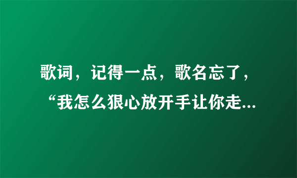 歌词，记得一点，歌名忘了，“我怎么狠心放开手让你走眼泪止不住的流”？