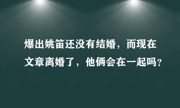 爆出姚笛还没有结婚，而现在文章离婚了，他俩会在一起吗？