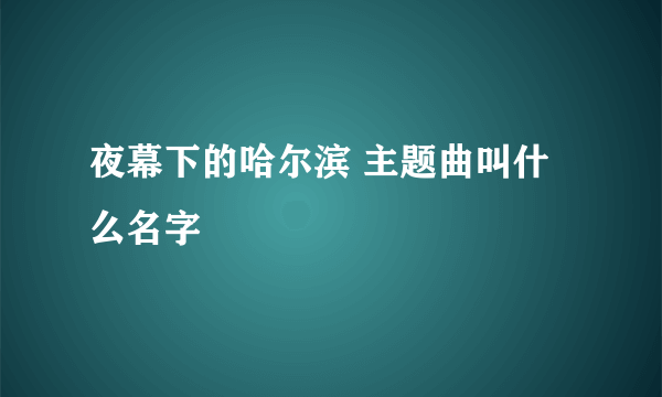 夜幕下的哈尔滨 主题曲叫什么名字