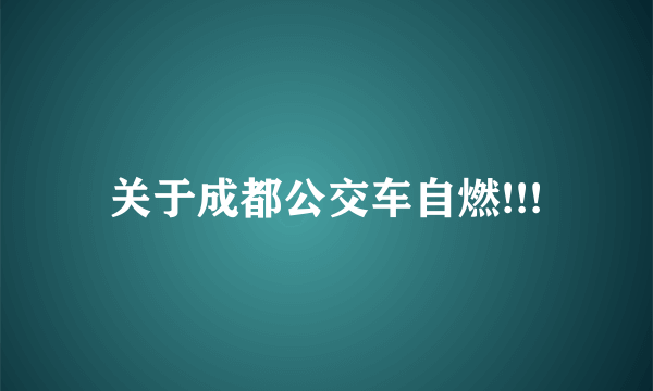 关于成都公交车自燃!!!