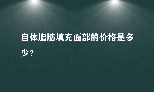 自体脂肪填充面部的价格是多少？