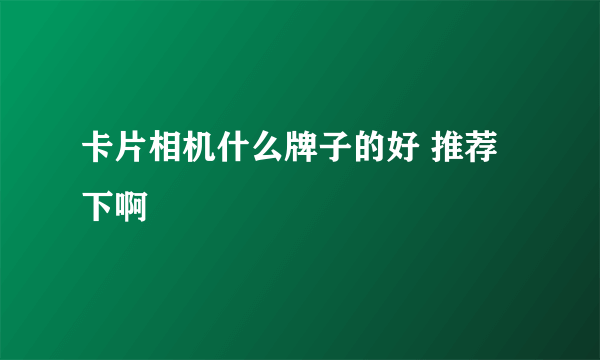 卡片相机什么牌子的好 推荐下啊