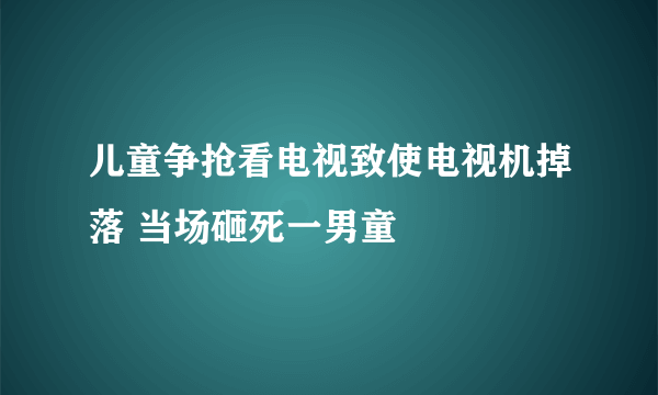 儿童争抢看电视致使电视机掉落 当场砸死一男童