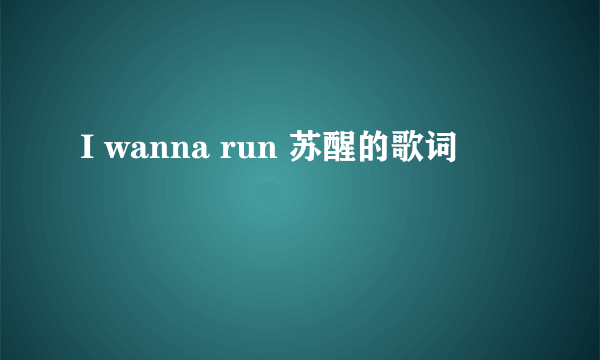 I wanna run 苏醒的歌词