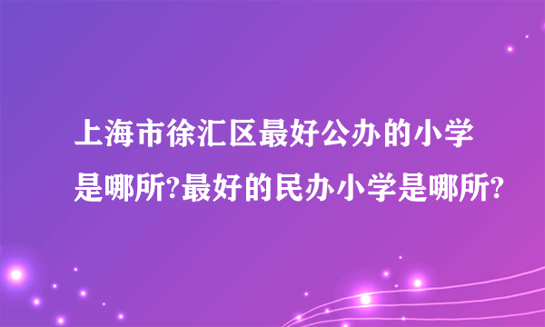 上海市徐汇区最好公办的小学是哪所?最好的民办小学是哪所?