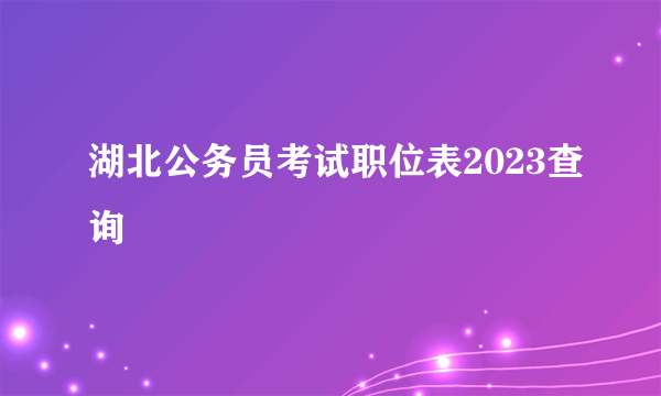 湖北公务员考试职位表2023查询