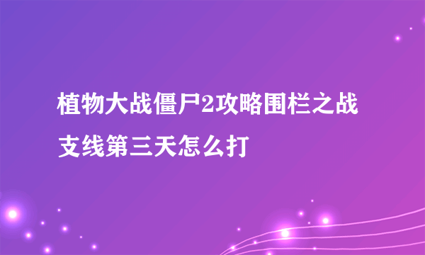 植物大战僵尸2攻略围栏之战支线第三天怎么打