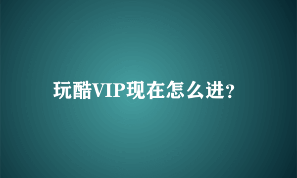 玩酷VIP现在怎么进？