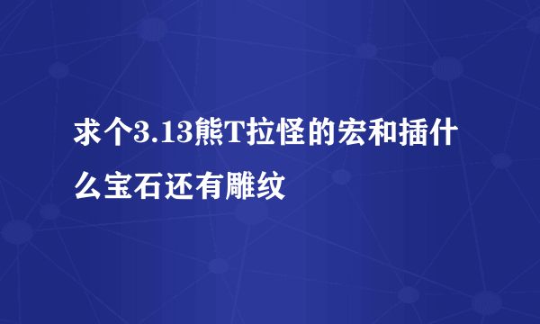 求个3.13熊T拉怪的宏和插什么宝石还有雕纹