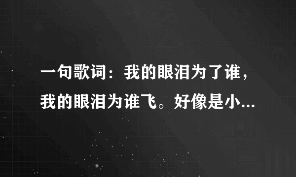 一句歌词：我的眼泪为了谁，我的眼泪为谁飞。好像是小沈阳唱的。是什么歌名呢？