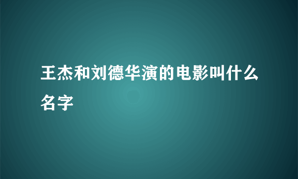 王杰和刘德华演的电影叫什么名字