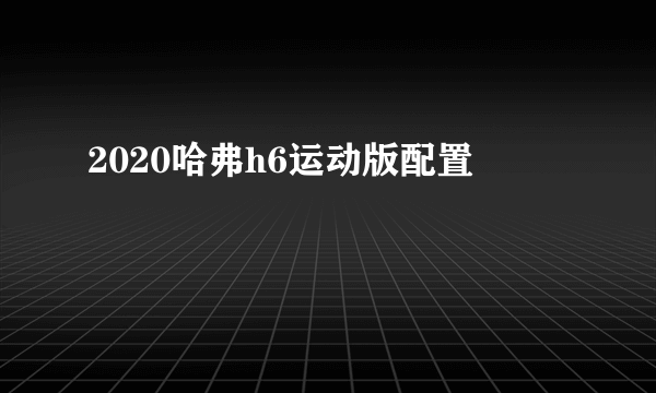 2020哈弗h6运动版配置