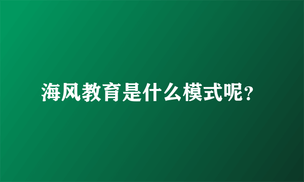 海风教育是什么模式呢？