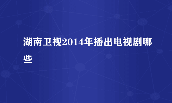 湖南卫视2014年播出电视剧哪些