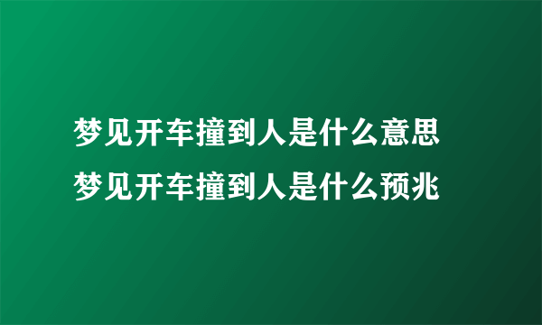 梦见开车撞到人是什么意思 梦见开车撞到人是什么预兆