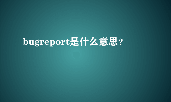 bugreport是什么意思？