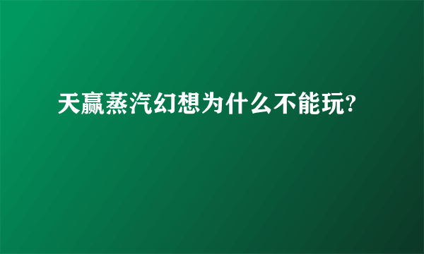 天赢蒸汽幻想为什么不能玩?