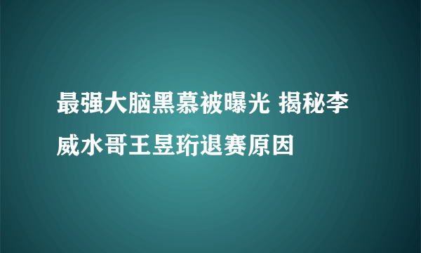 最强大脑黑慕被曝光 揭秘李威水哥王昱珩退赛原因