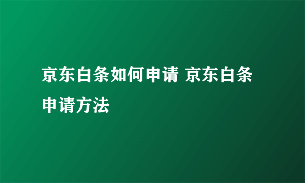 京东白条如何申请 京东白条申请方法