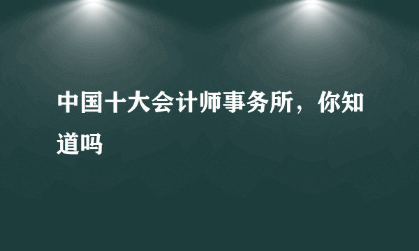 中国十大会计师事务所，你知道吗