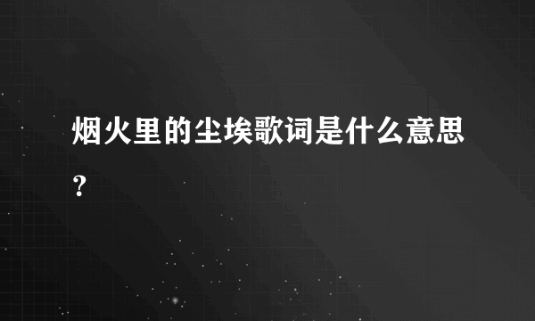 烟火里的尘埃歌词是什么意思？