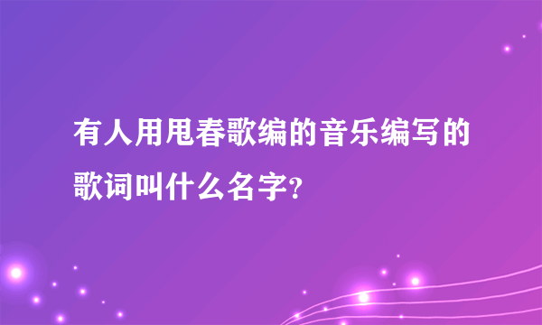 有人用甩春歌编的音乐编写的歌词叫什么名字？