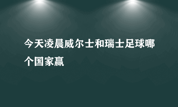 今天凌晨威尔士和瑞士足球哪个国家赢