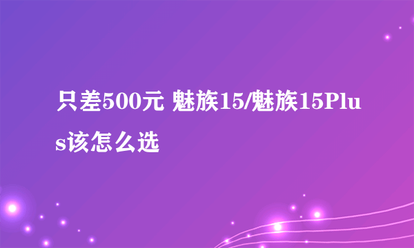 只差500元 魅族15/魅族15Plus该怎么选