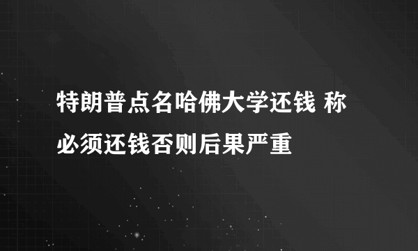 特朗普点名哈佛大学还钱 称必须还钱否则后果严重