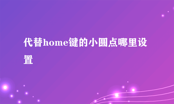 代替home键的小圆点哪里设置