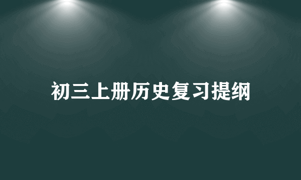 初三上册历史复习提纲