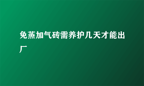 免蒸加气砖需养护几天才能出厂