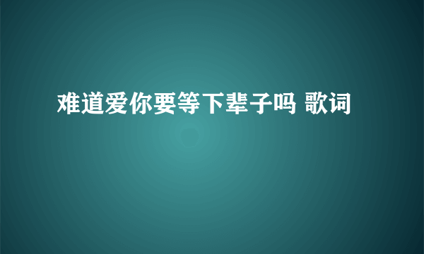 难道爱你要等下辈子吗 歌词