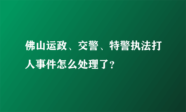 佛山运政、交警、特警执法打人事件怎么处理了？