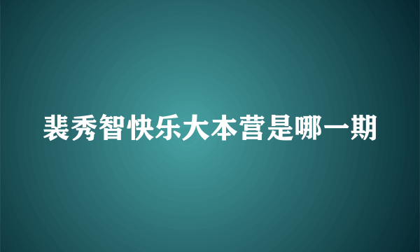 裴秀智快乐大本营是哪一期