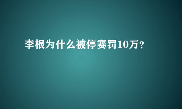 李根为什么被停赛罚10万？