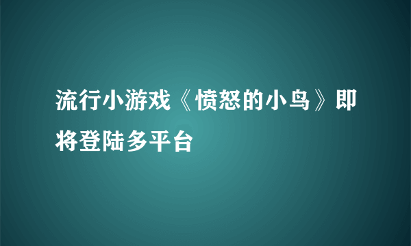 流行小游戏《愤怒的小鸟》即将登陆多平台