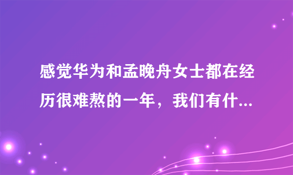 感觉华为和孟晚舟女士都在经历很难熬的一年，我们有什么能帮到的吗？